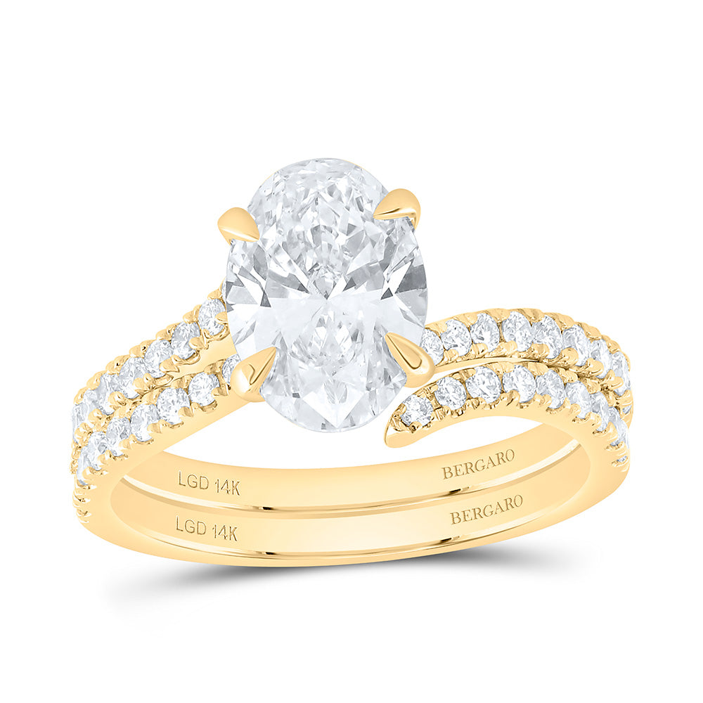 14K Yellow Or White Gold 2 1/2 Cttw Lab Grown Diamond 2 Cttw Center Oval Bridal Set