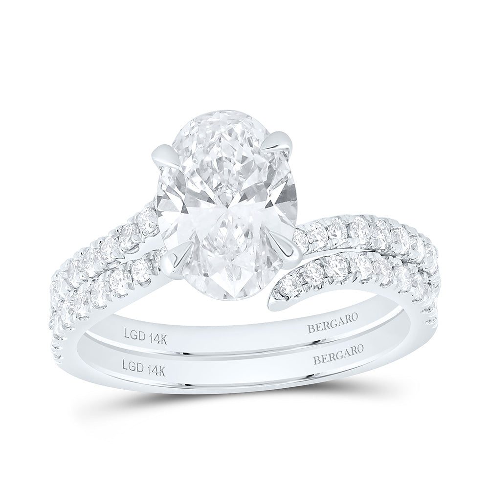 14K Yellow Or White Gold 2 1/2 Cttw Lab Grown Diamond 2 Cttw Center Oval Bridal Set