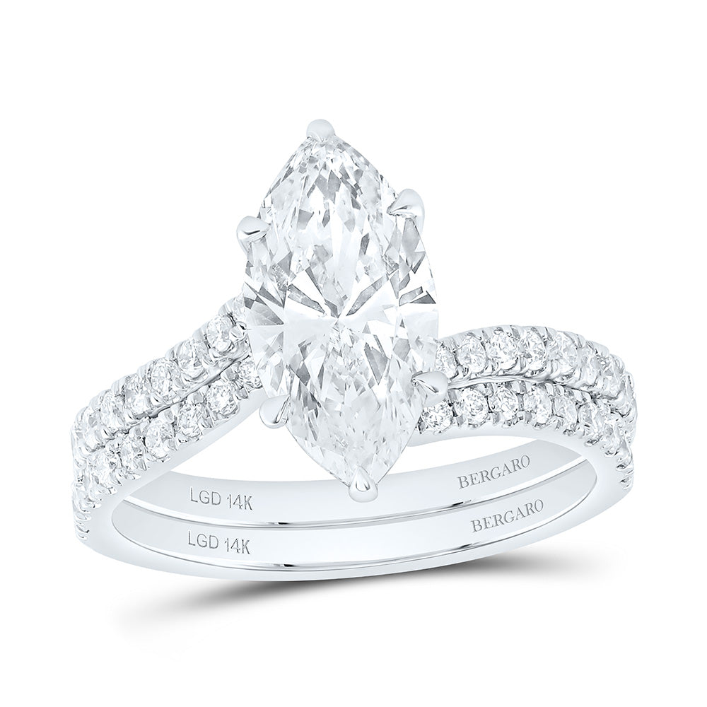 14K Yellow Or White Gold 2 5/8 Cttw Lab Grown Diamond 2 Cttw Center Marquise Bridal Set