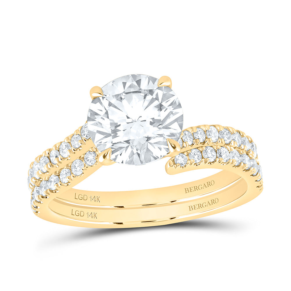 14K Yellow Or White Gold 2 5/8 Cttw Lab Grown Diamond 2 Cttw Center Round Bridal Set