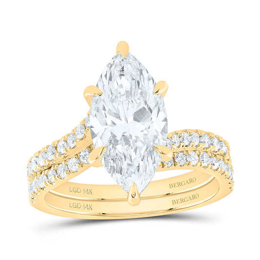 14K Yellow Or White Gold 3 1/2 Cttw Lab Grown Diamond 3 Cttw Center Marquise Bridal Set
