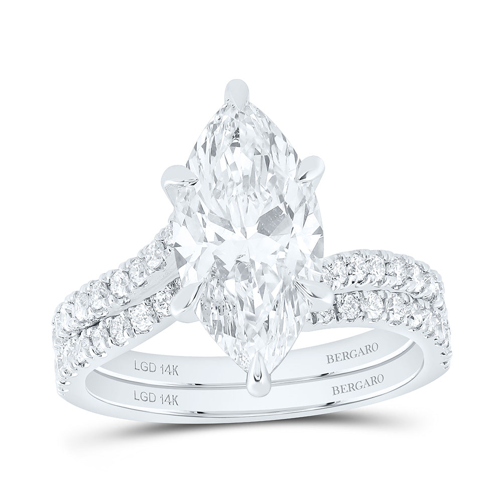 14K Yellow Or White Gold 3 1/2 Cttw Lab Grown Diamond 3 Cttw Center Marquise Bridal Set
