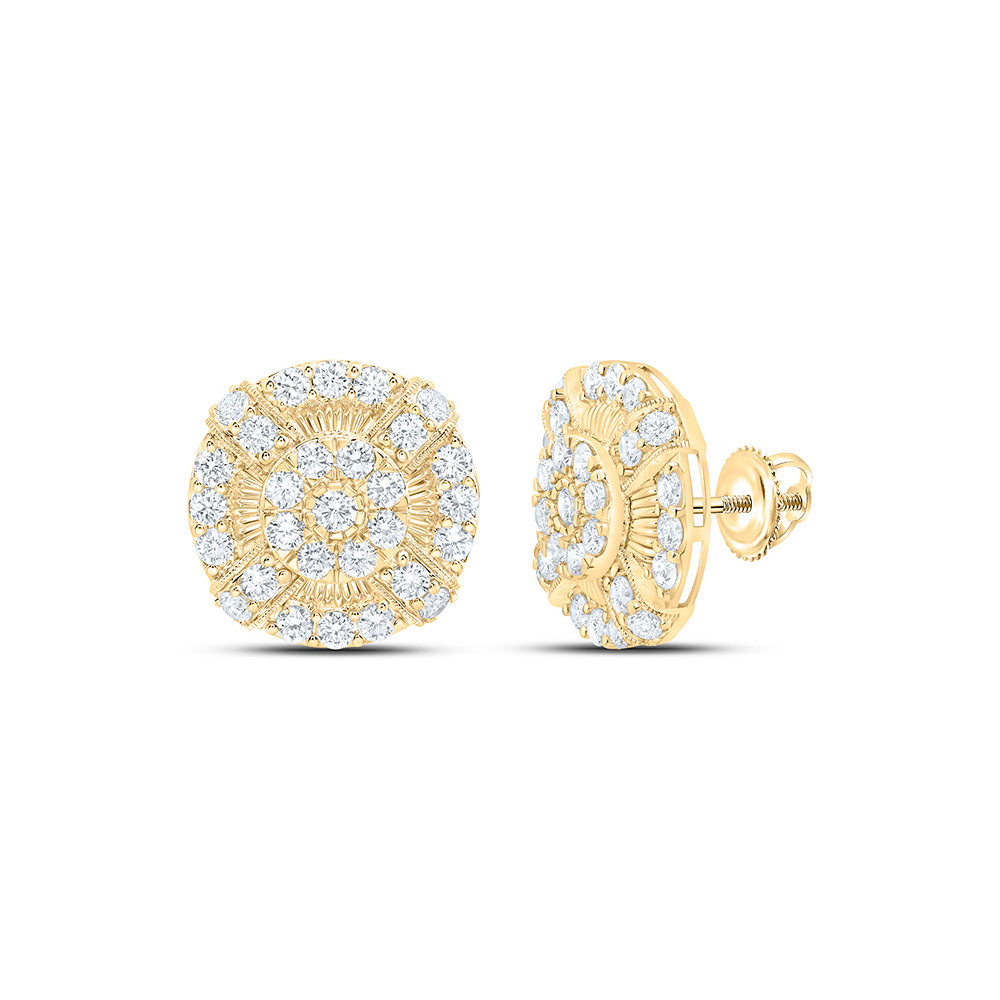 10K Yellow Gold 3 3/8 Cttw Lab Grown Diamond Round Mens Earring