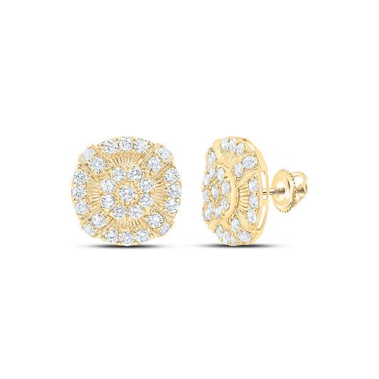 10K Yellow Gold 3 3/8 Cttw Lab Grown Diamond Round Mens Earring