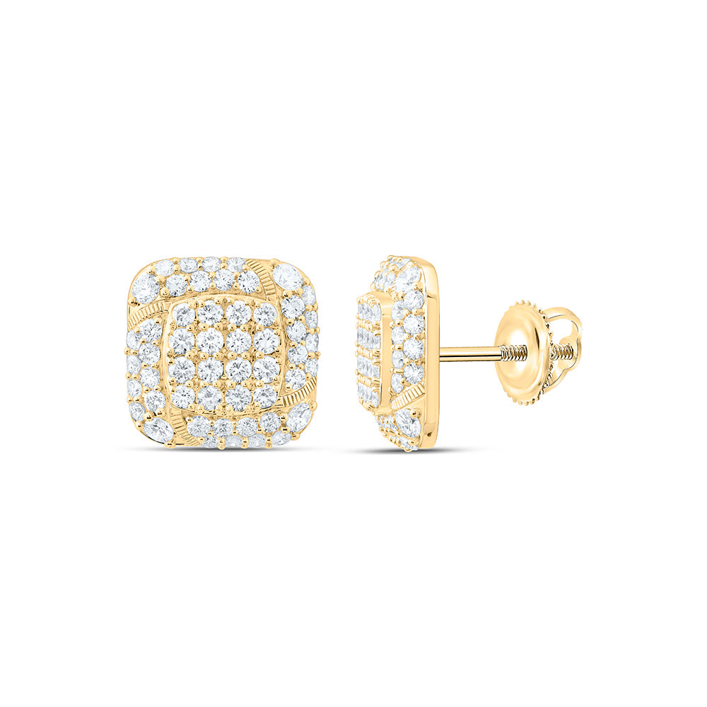 10K Yellow Gold 4 3/4 Cttw Lab Grown Diamond Cushion Mens Earring