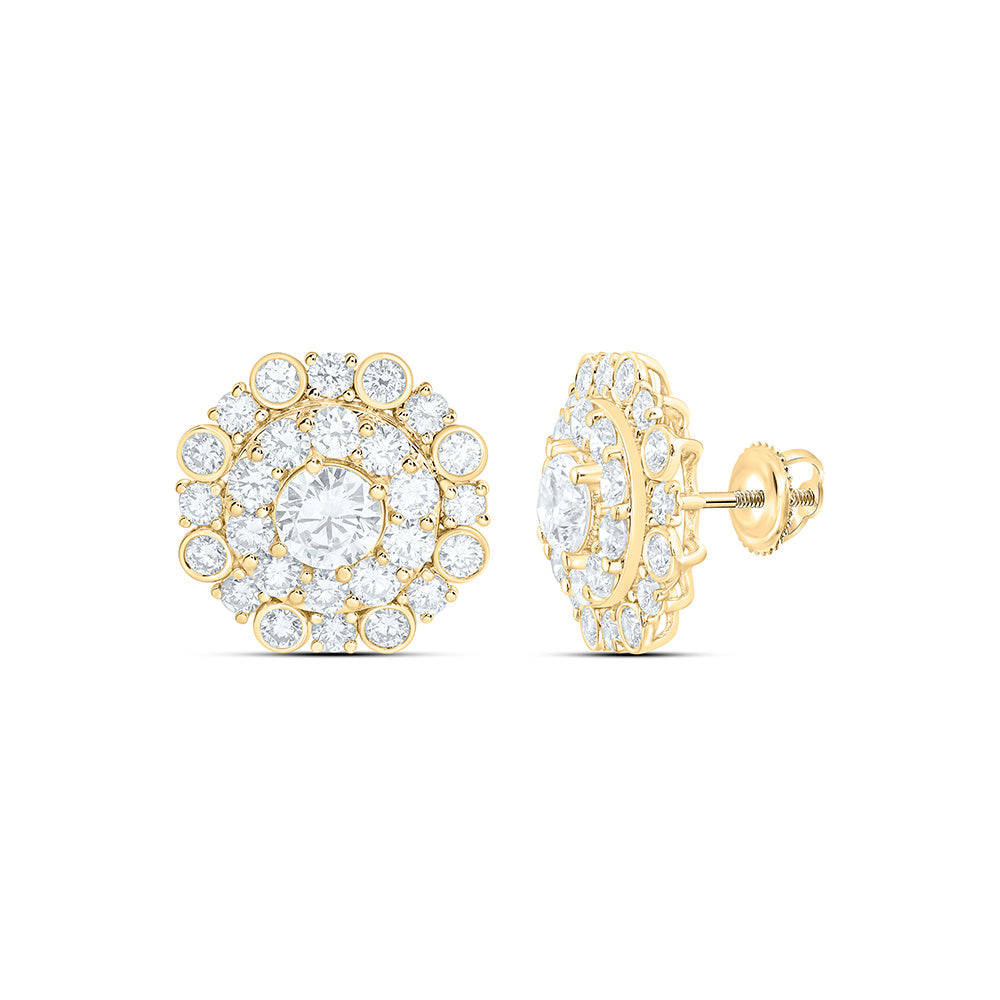10K Yellow Or White Gold 3 7/8 Cttw Lab Grown Diamond Round Mens Earring