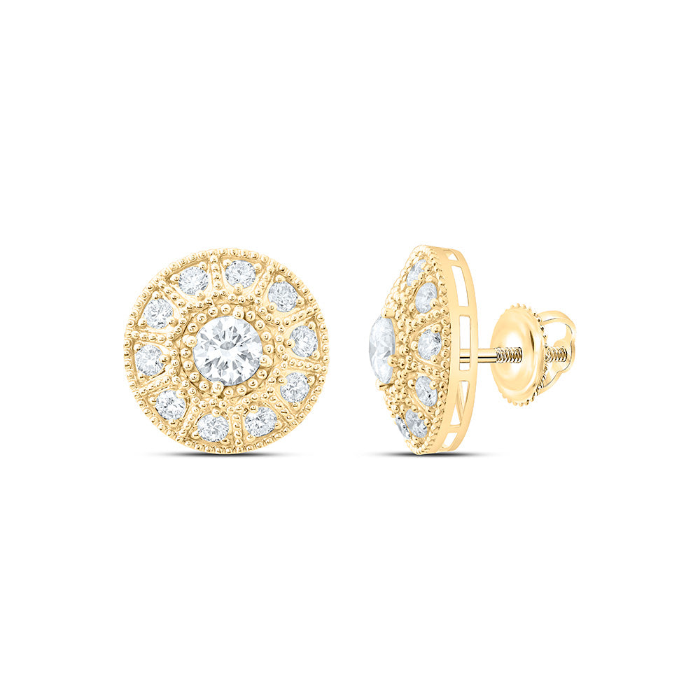 10K Yellow Gold 2 Cttw Lab Grown Diamond Round Mens Earring