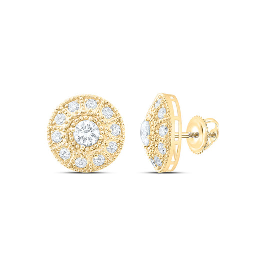 10K Yellow Gold 2 Cttw Lab Grown Diamond Round Mens Earring