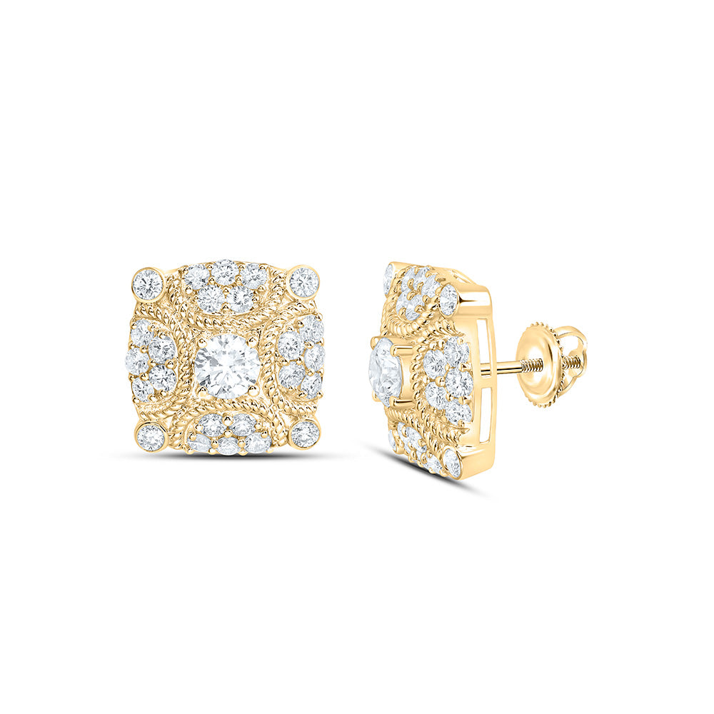 Sterling Silver 3 Cttw Lab Grown Diamond Cushion Mens Earring