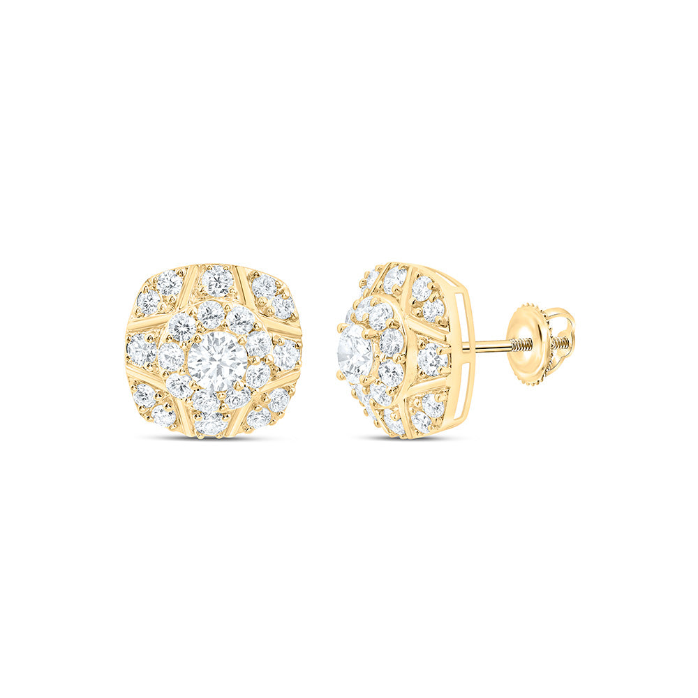 10K Yellow Or White Gold 3 3/4 Cttw Lab Grown Diamond Cushion Mens Earring