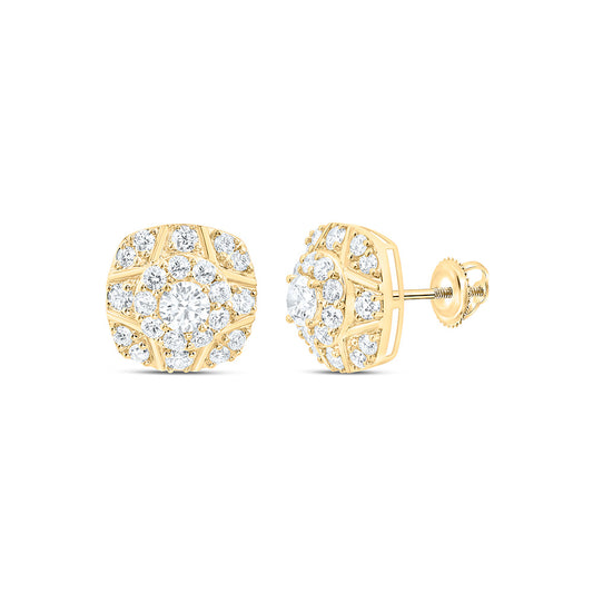10K Yellow Or White Gold 3 3/4 Cttw Lab Grown Diamond Cushion Mens Earring