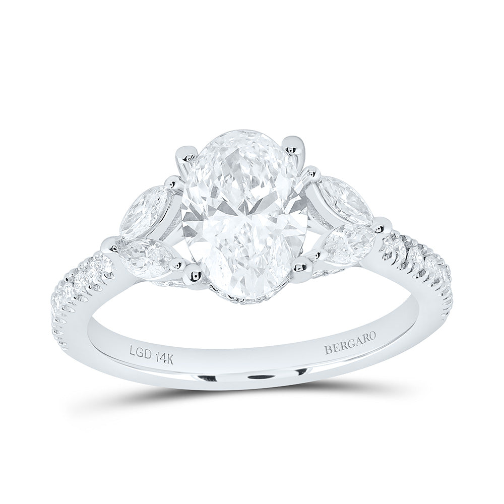 14K Yellow Or White Gold 2 Cttw Lab Grown Diamond 1 1/2 Cttw Center Oval Engagement Ring
