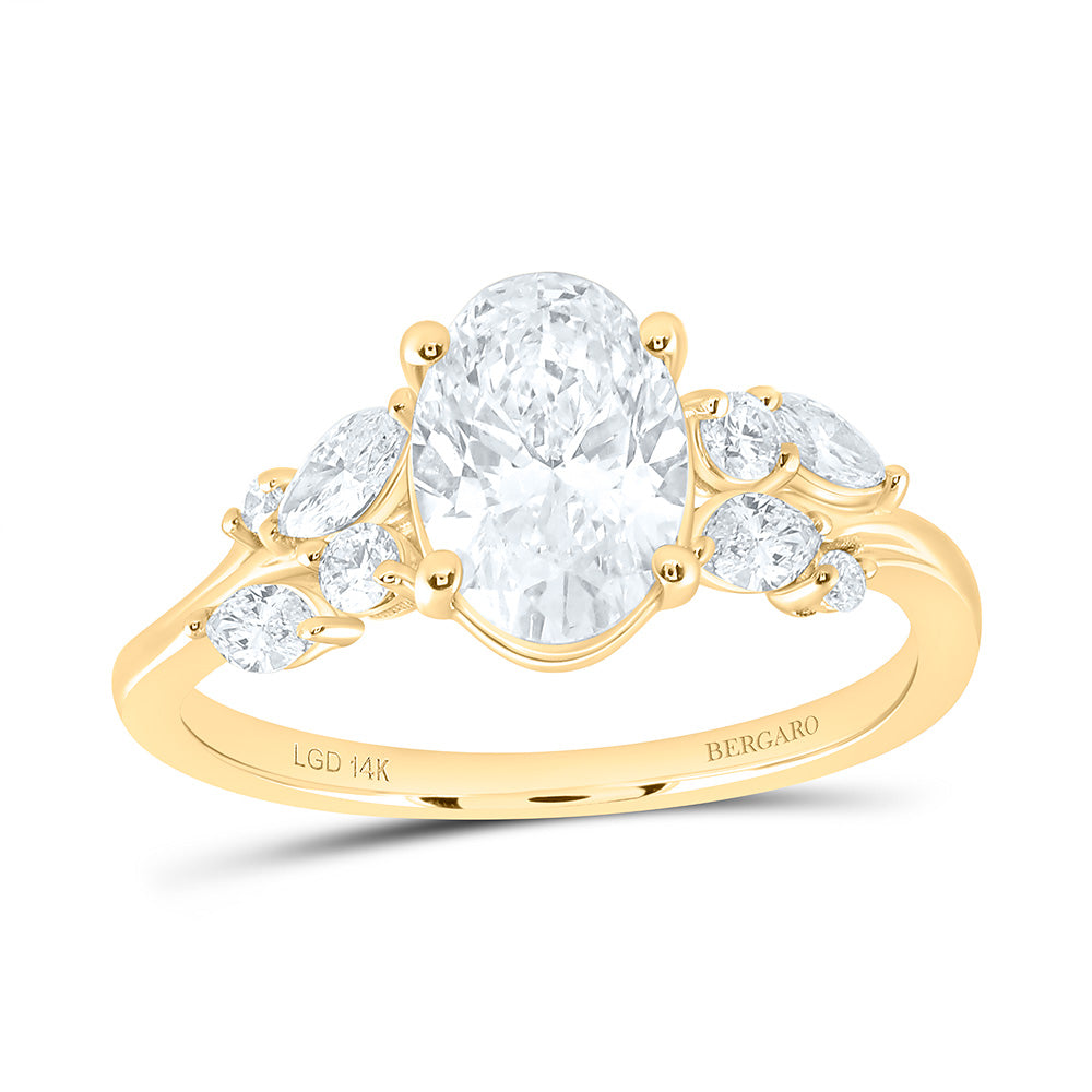 14K Yellow Or White Gold 2 Cttw Lab Grown Diamond 1 1/2 Cttw Center Oval Engagement Ring