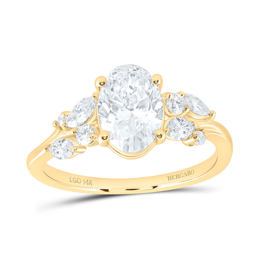 14K Yellow Or White Gold 2 Cttw Lab Grown Diamond 1 1/2 Cttw Center Oval Engagement Ring