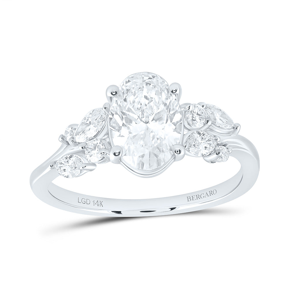 14K Yellow Or White Gold 2 Cttw Lab Grown Diamond 1 1/2 Cttw Center Oval Engagement Ring
