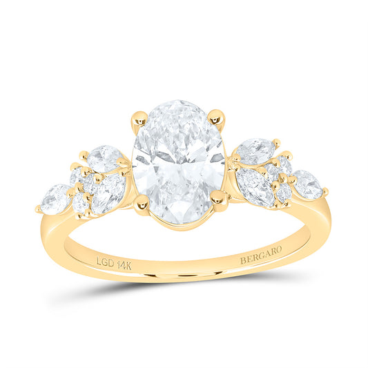 14K Yellow Or White Gold 2 Cttw Lab Grown Diamond 1 1/2 Cttw Center Oval Engagement Ring