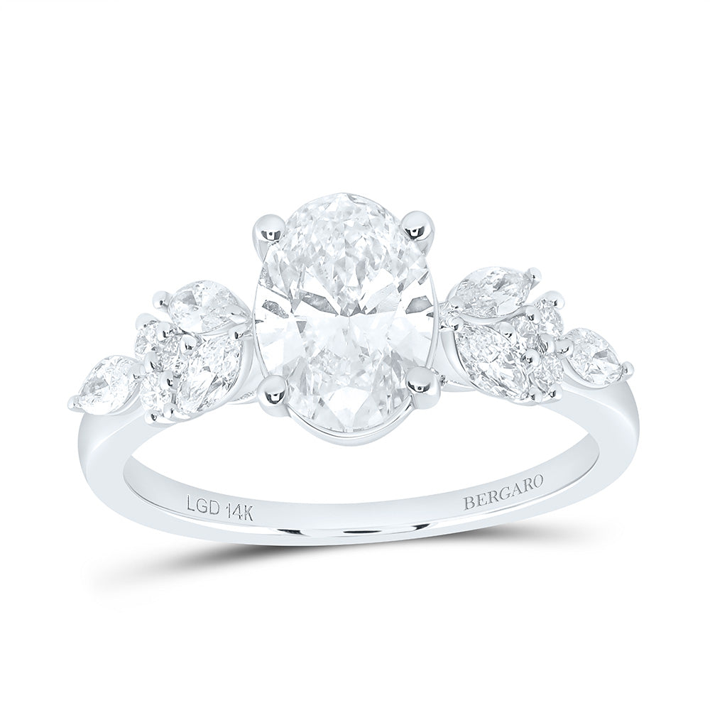 14K Yellow Or White Gold 2 Cttw Lab Grown Diamond 1 1/2 Cttw Center Oval Engagement Ring