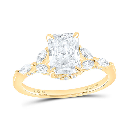 14K Yellow Or White Gold 2 Cttw Lab Grown Diamond 1 1/2 Cttw Center Radiant Engagement Ring
