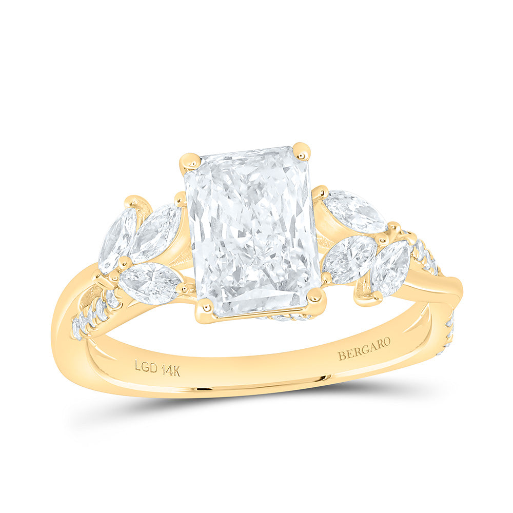 14K Yellow Or White Gold 2 Cttw Lab Grown Diamond 1 1/2 Cttw Center Radiant Engagement Ring