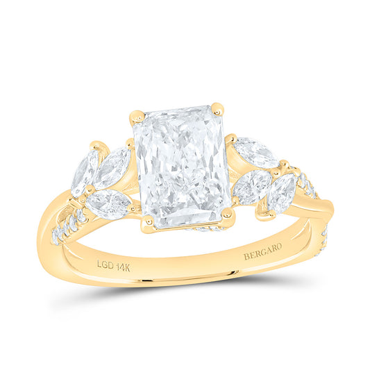 14K Yellow Or White Gold 2 Cttw Lab Grown Diamond 1 1/2 Cttw Center Radiant Engagement Ring