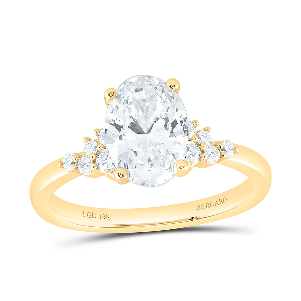 14K Yellow Or White Gold 2 1/4 Cttw Lab Grown Diamond 2 Cttw Center Oval Engagement Ring