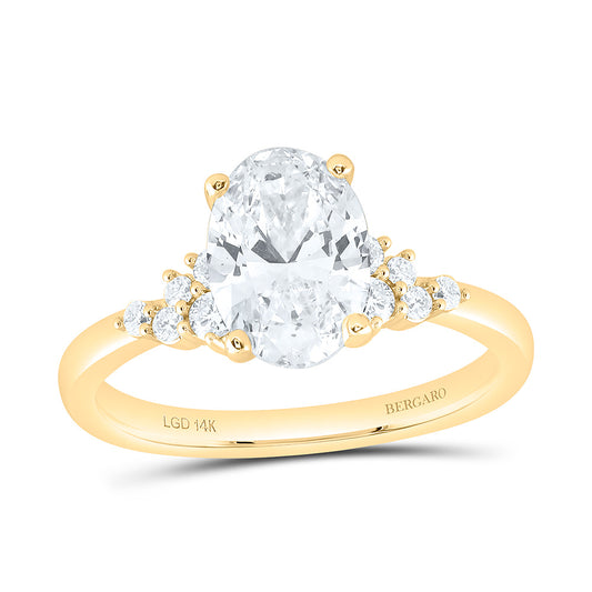 14K Yellow Or White Gold 2 1/4 Cttw Lab Grown Diamond 2 Cttw Center Oval Engagement Ring