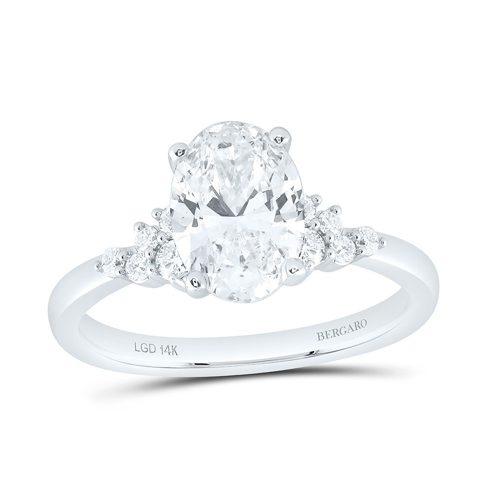 14K Yellow Or White Gold 2 1/4 Cttw Lab Grown Diamond 2 Cttw Center Oval Engagement Ring