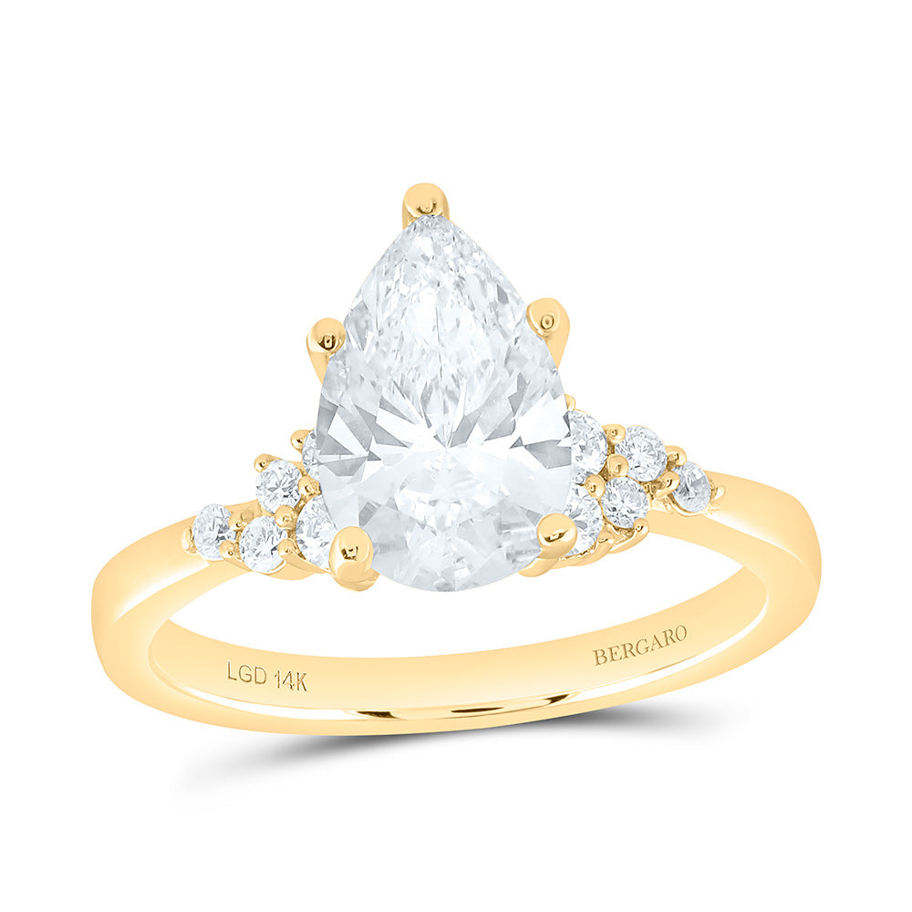 14K Yellow Or White Gold 2 1/3 Cttw Lab Grown Diamond 2 Cttw Center Pear Engagement Ring