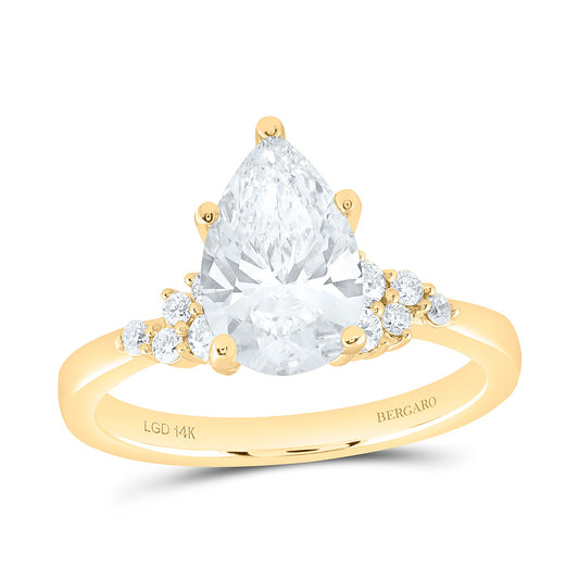 14K Yellow Or White Gold 2 1/3 Cttw Lab Grown Diamond 2 Cttw Center Pear Engagement Ring