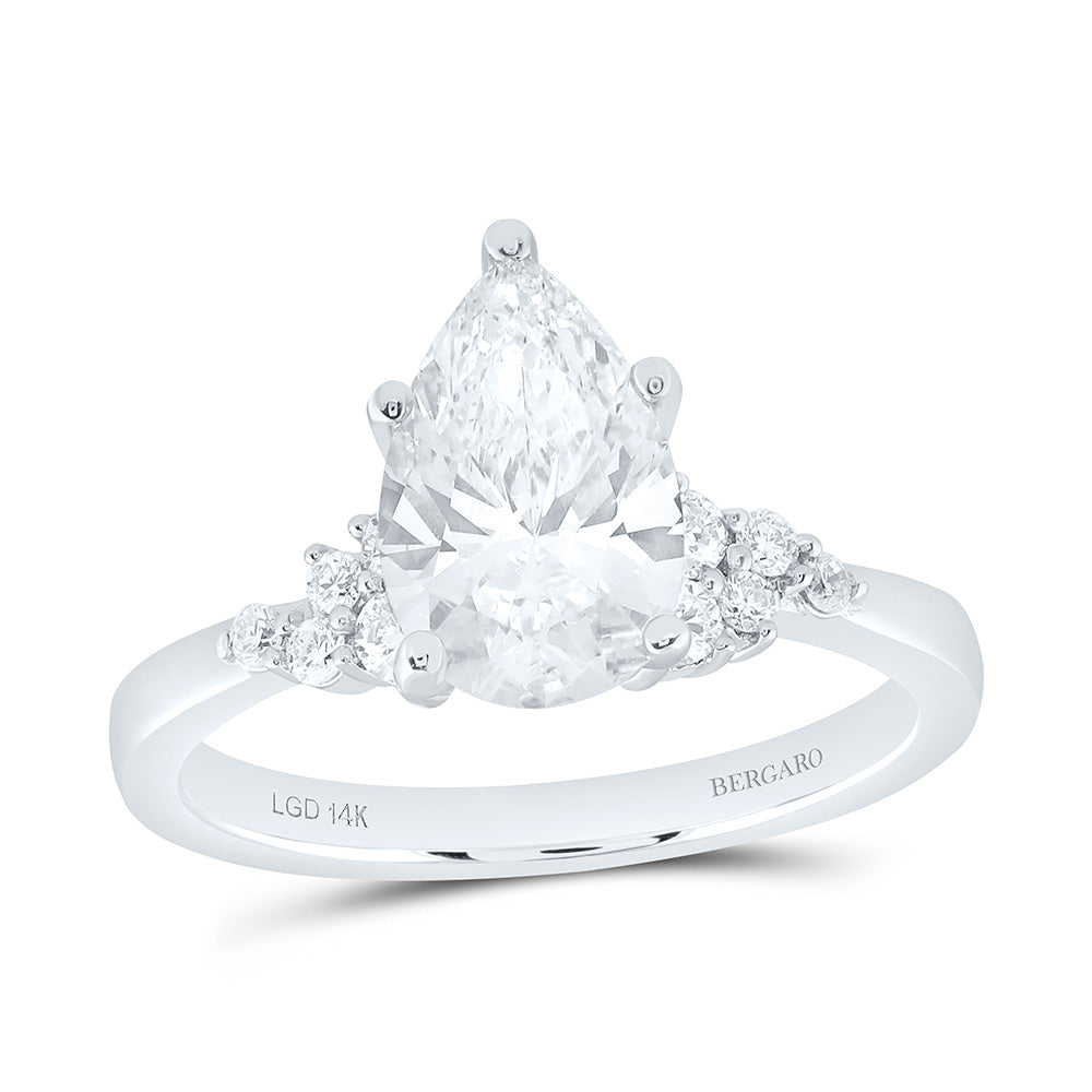 14K Yellow Or White Gold 2 1/3 Cttw Lab Grown Diamond 2 Cttw Center Pear Engagement Ring
