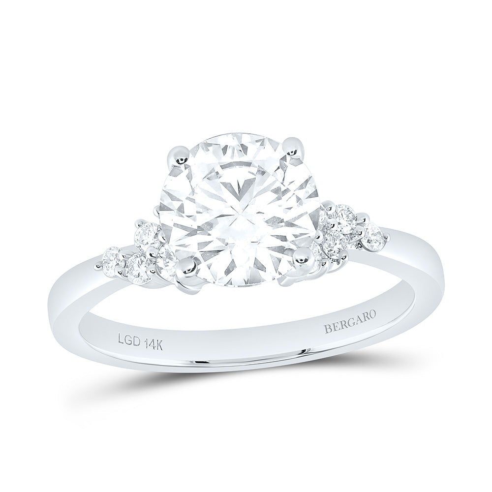 14K Yellow Or White Gold 2 1/3 Cttw Lab Grown Diamond 2 Cttw Center Round Engagement Ring