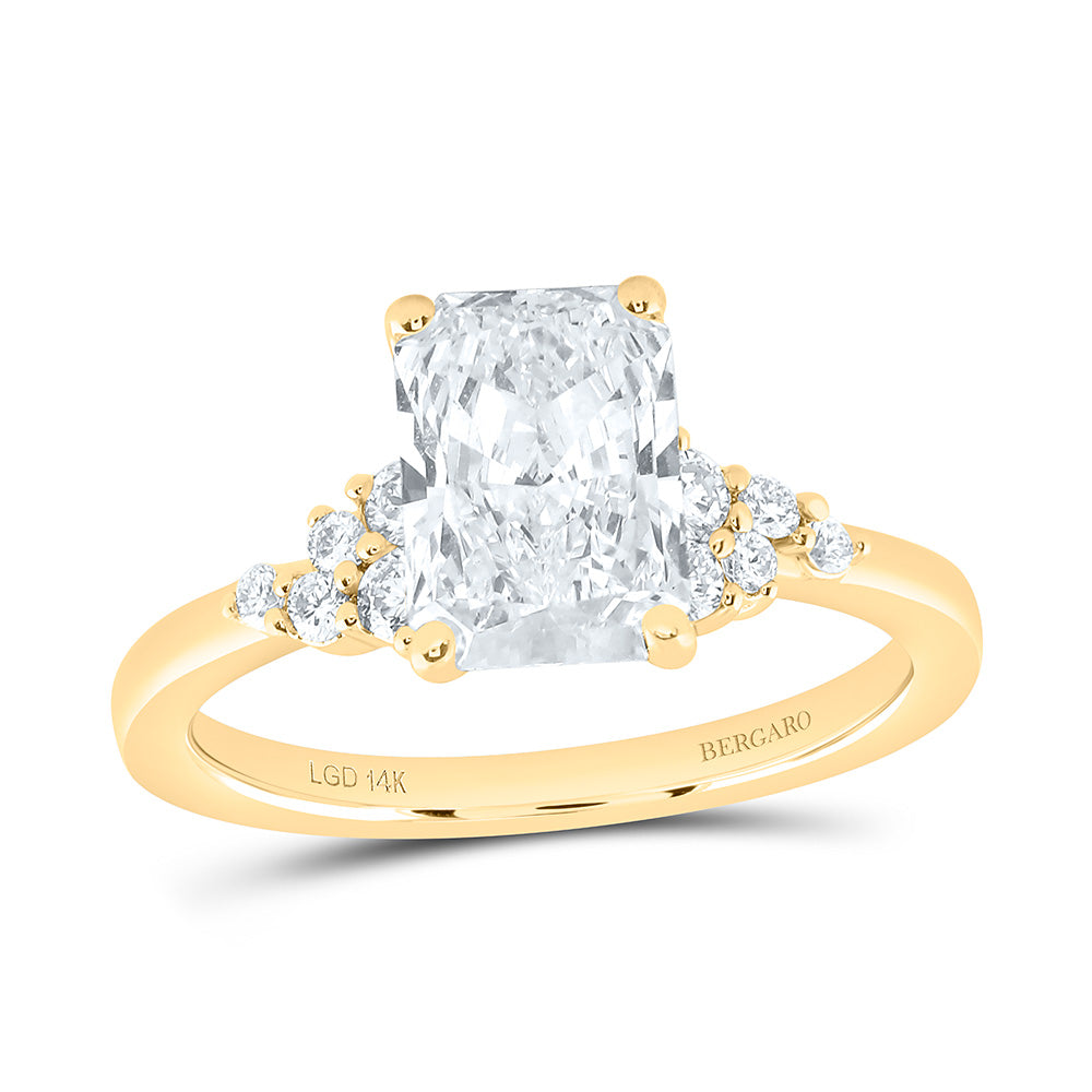 14K Yellow Or White Gold 2 1/4 Cttw Lab Grown Diamond 2 Cttw Center Radiant Engagement Ring