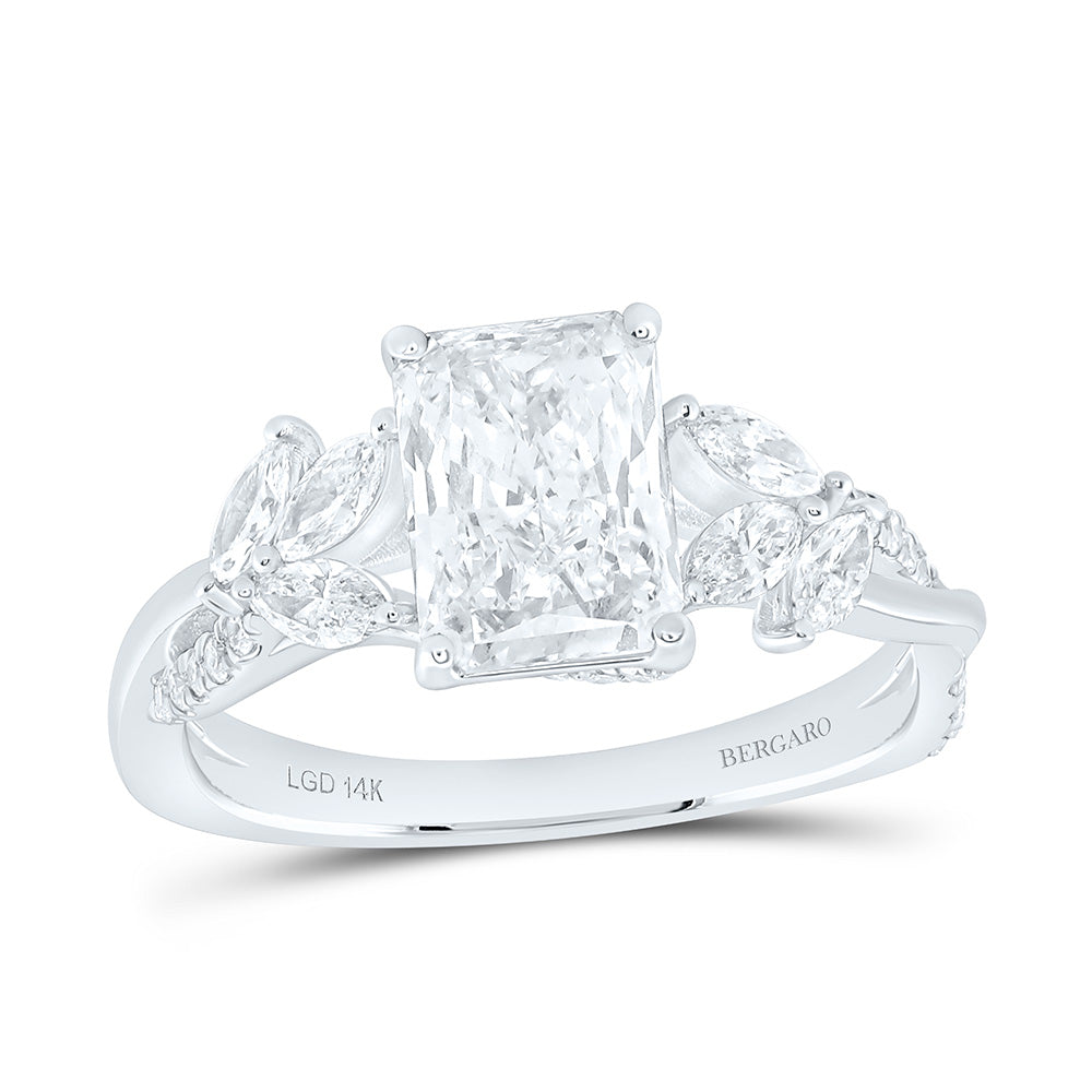 14K Yellow Or White Gold 2 Cttw Lab Grown Diamond 1 1/2 Cttw Center Radiant Engagement Ring