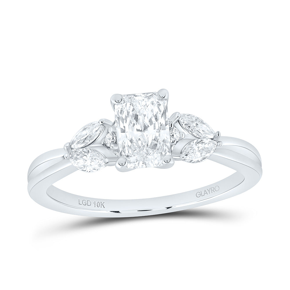 10K Yellow Or White Gold 1 Cttw Lab Grown Diamond 3/4 Cttw Center Radiant Engagement Ring