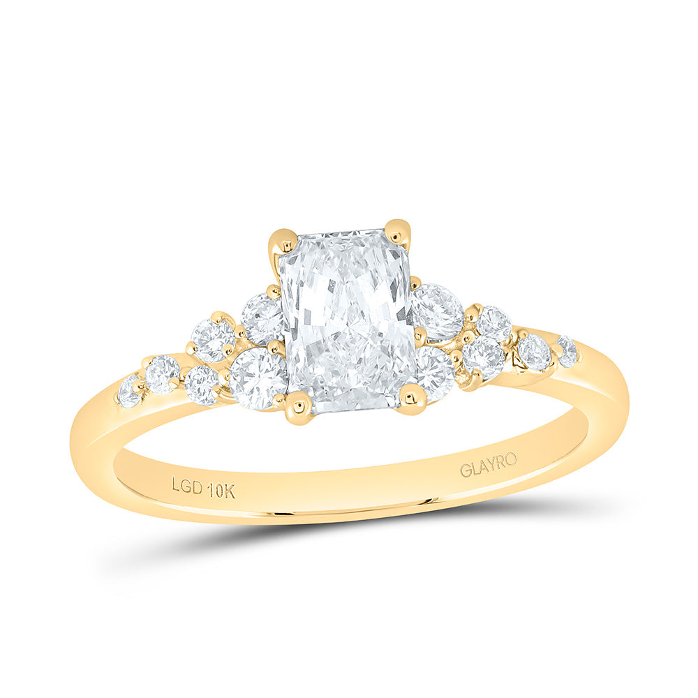 10K Yellow Or White Gold 1 Cttw Lab Grown Diamond 3/4 Cttw Center Radiant Engagement Ring