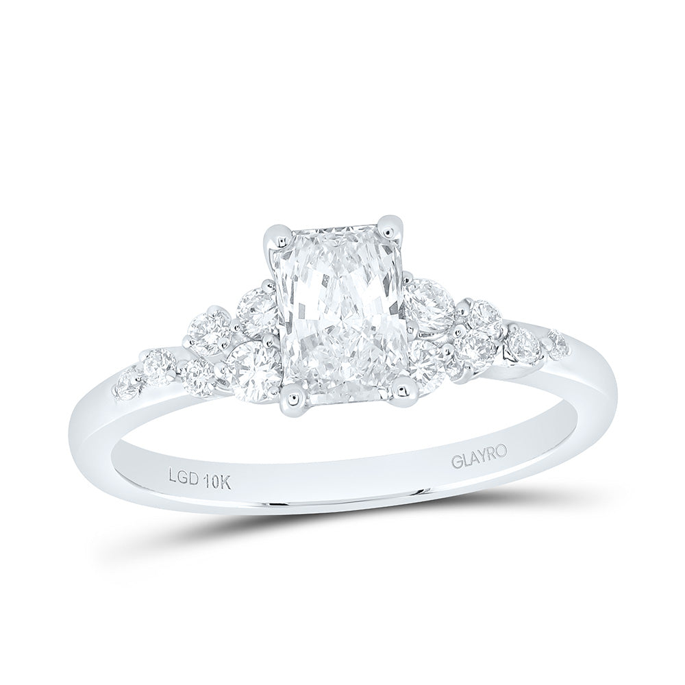 10K Yellow Or White Gold 1 Cttw Lab Grown Diamond 3/4 Cttw Center Radiant Engagement Ring