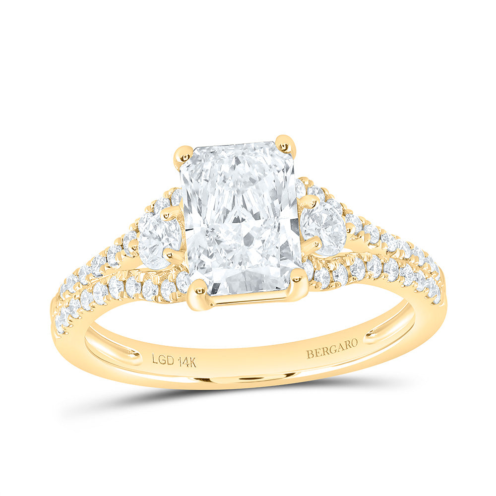 14K Yellow Or White Gold 2 Cttw Lab Grown Diamond 1 1/2 Cttw Center Radiant Engagement Ring