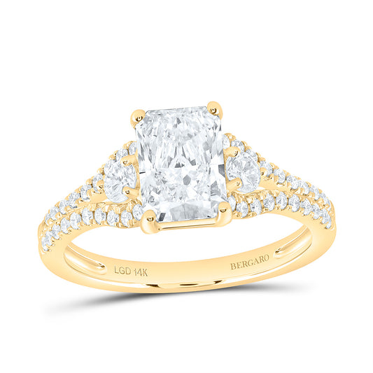 14K Yellow Or White Gold 2 Cttw Lab Grown Diamond 1 1/2 Cttw Center Radiant Engagement Ring