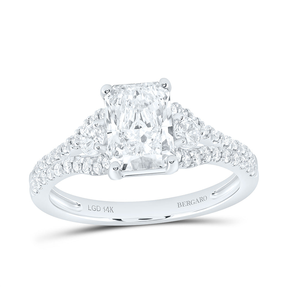 14K Yellow Or White Gold 2 Cttw Lab Grown Diamond 1 1/2 Cttw Center Radiant Engagement Ring
