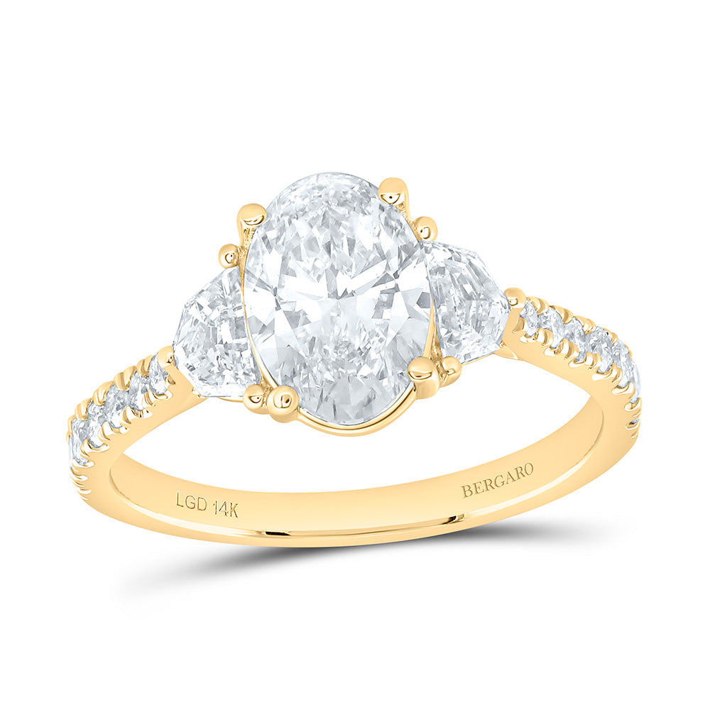 14K Yellow Or White Gold 2 1/3 Cttw Lab Grown Diamond 1 1/2 Cttw Center Oval Engagement Ring