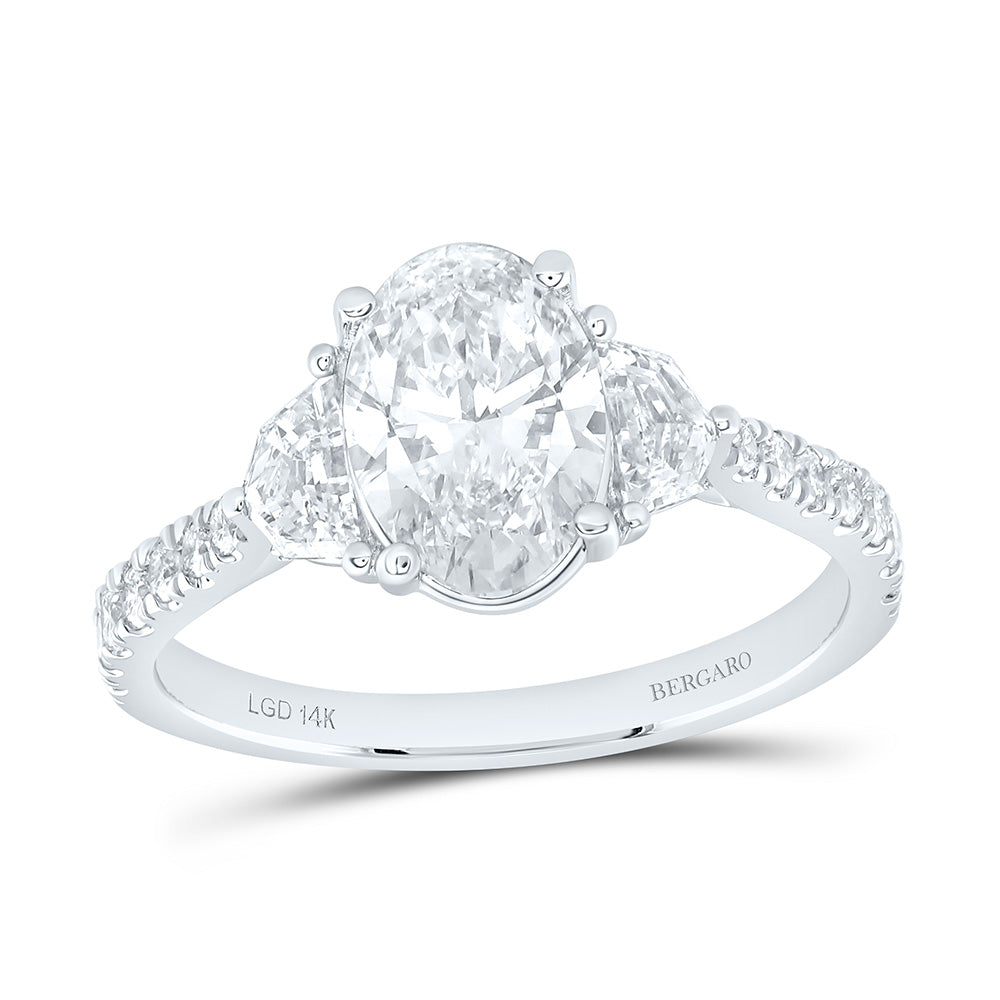 14K Yellow Or White Gold 2 1/3 Cttw Lab Grown Diamond 1 1/2 Cttw Center Oval Engagement Ring