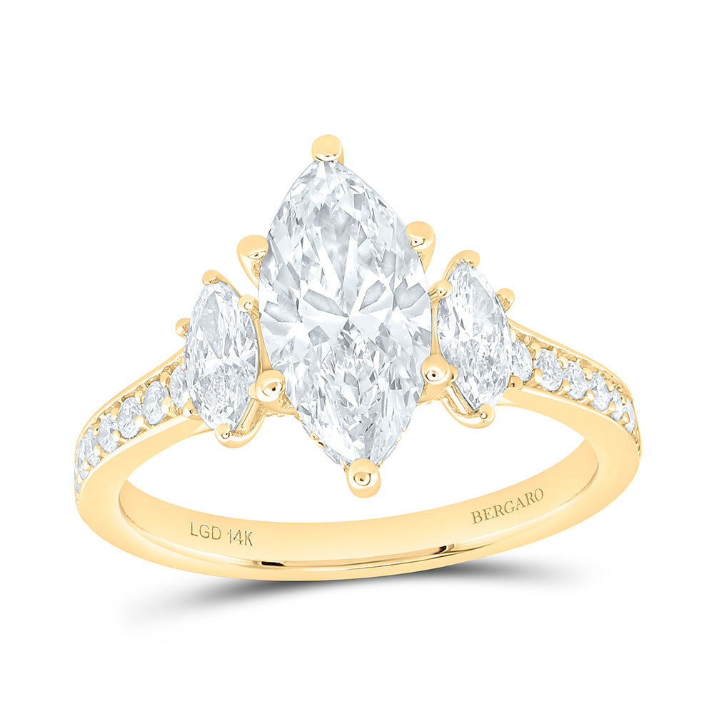 14K Yellow Or White Gold 2 1/3 Cttw Lab Grown Diamond 1 1/2 Cttw Center Marquise Engagement Ring
