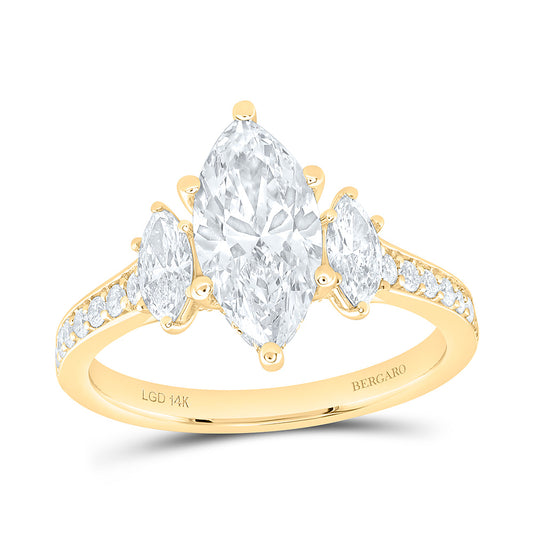 14K Yellow Or White Gold 2 1/3 Cttw Lab Grown Diamond 1 1/2 Cttw Center Marquise Engagement Ring