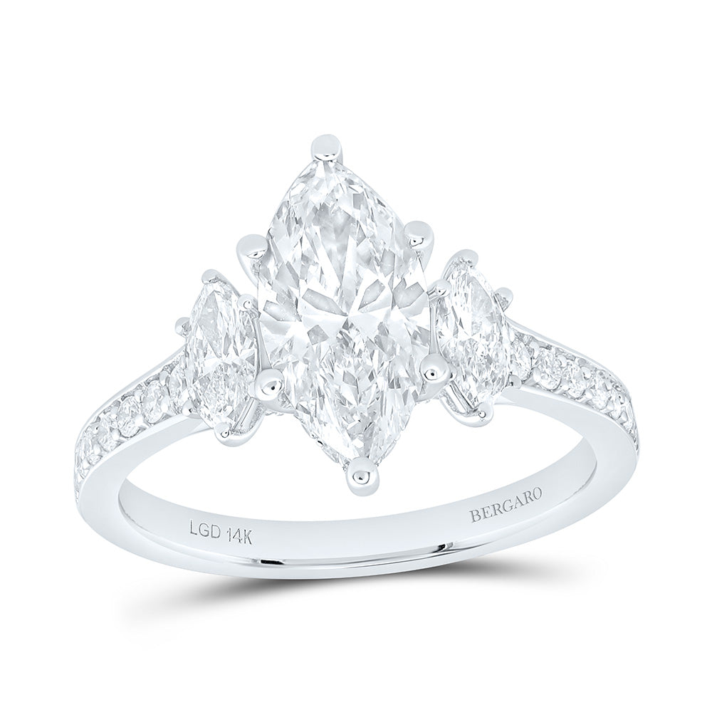 14K Yellow Or White Gold 2 1/3 Cttw Lab Grown Diamond 1 1/2 Cttw Center Marquise Engagement Ring