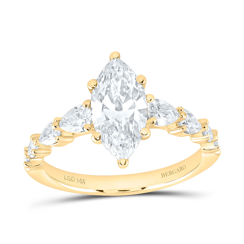 14K Yellow Or White Gold 2 1/3 Cttw Lab Grown Diamond 1 1/2 Cttw Center Marquise Engagement Ring