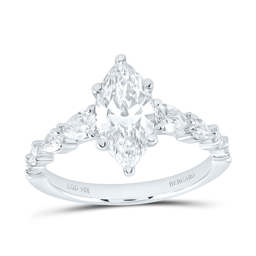 14K Yellow Or White Gold 2 1/3 Cttw Lab Grown Diamond 1 1/2 Cttw Center Marquise Engagement Ring