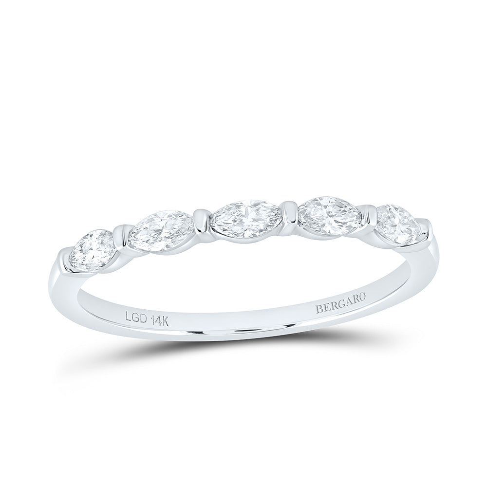 14K Yellow Or White Gold 1/3 Cttw Lab Grown Diamond Fashion Marquise Band