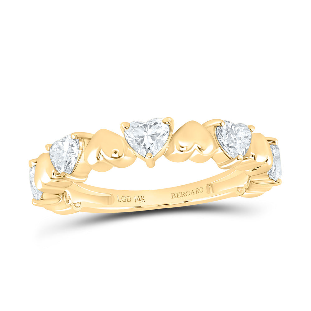 14K Yellow Gold 1 Cttw Lab Grown Diamond Fashion Heart Band
