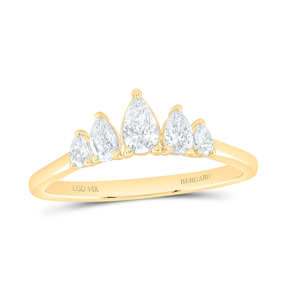 14K Yellow Or White Gold 1/2 Cttw Lab Grown Diamond Fashion Pear Band