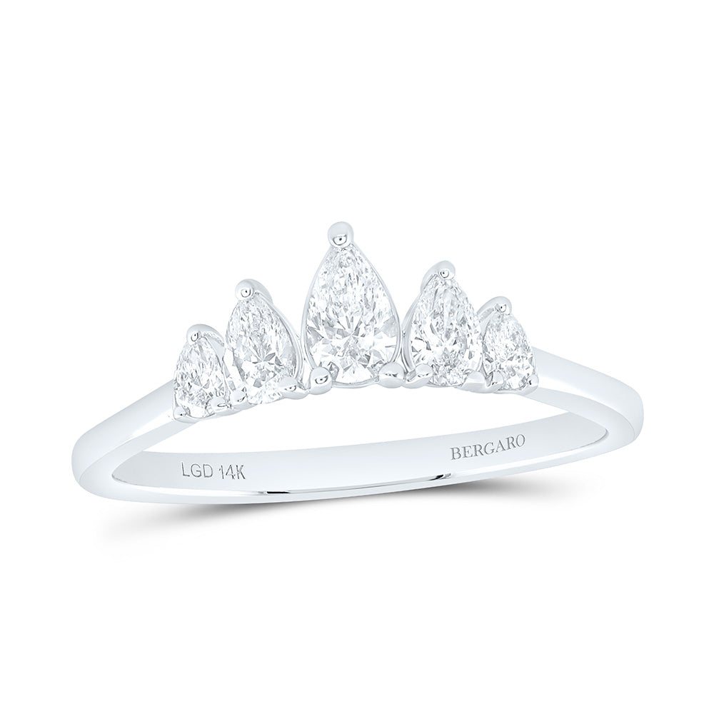 14K Yellow Or White Gold 1/2 Cttw Lab Grown Diamond Fashion Pear Band
